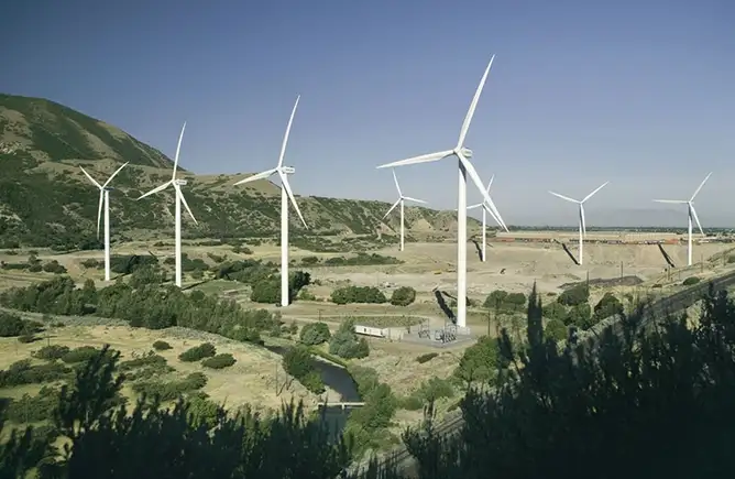 POWERING UP: (From top left) Parts of a windmill being shipped; Senvion’s offshore installations; a wind farm set up by Suzlon in Utah