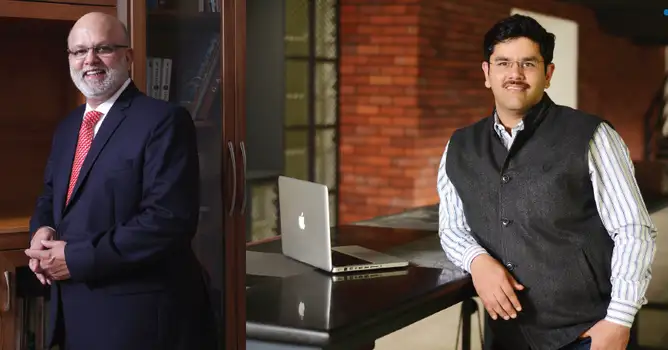 Pramod Chaudhari (left), founder chairman of Praj Industries. (Right) Samay Kohli, co-founder<br />
and CEO, GreyOrange.