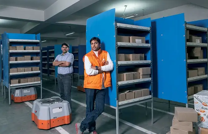 Samay Kohli (L) and Akash Gupta, founders, grey orange robotics