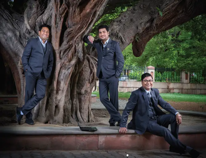 The Marg Compusoft co-founders (from left): Mahender Singh, Sudhir Singh, and Thakur Anup Singh. Photo by Narendra Bisht.