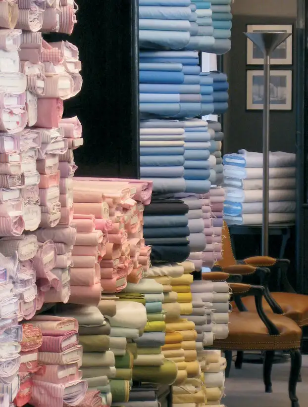 Fabrics for Charvet are woven to its exact specifications for yarn, weave, and finish.