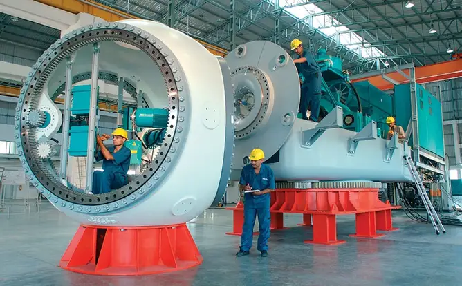 ON THE SHOP FLOOR: Gearbox assembly in progress at Suzlon’s Daman plant